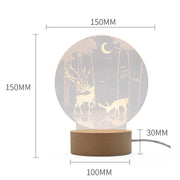 3D Atmosphere Decorative Light Acrylic Inner Carved LED Night Light Creative Girl Table Lamp(Full Moon Swan)