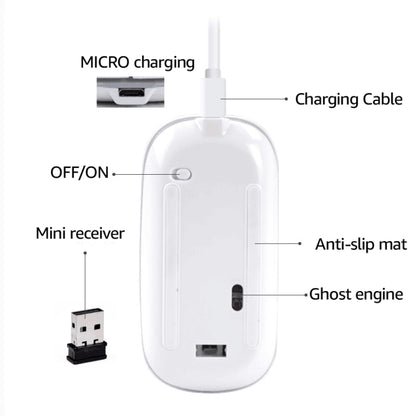 iMICE  E-1300 4 Keys 1600DPI Luminous Wireless Silent Desktop Notebook Mini Mouse, Style:Dual-modes Luminous Edition(Silver) - Wireless Mice by iMICE | Online Shopping South Africa | PMC Jewellery | Buy Now Pay Later Mobicred