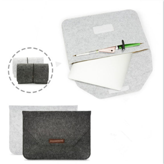 Portable Air Permeable Felt Sleeve Bag for MacBook Laptop, with Power Storage Bag, Size:11 inch(Black)