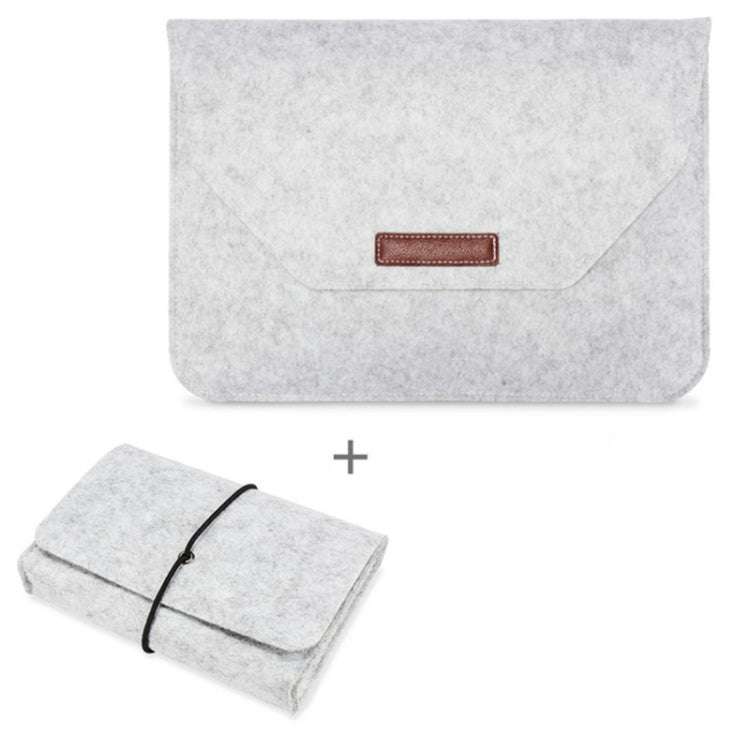 Portable Air Permeable Felt Sleeve Bag for MacBook Laptop, with Power Storage Bag, Size:12 inch(Grey) - Protective Bags by PMC Jewellery | Online Shopping South Africa | PMC Jewellery | Buy Now Pay Later Mobicred