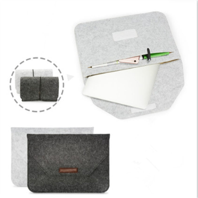 Portable Air Permeable Felt Sleeve Bag for MacBook Laptop, with Power Storage Bag, Size:12 inch(Black)