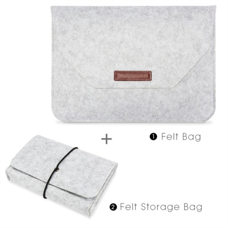 Portable Air Permeable Felt Sleeve Bag for MacBook Laptop, with Power Storage Bag, Size:13 inch(Grey) - Protective Bags by PMC Jewellery | Online Shopping South Africa | PMC Jewellery | Buy Now Pay Later Mobicred