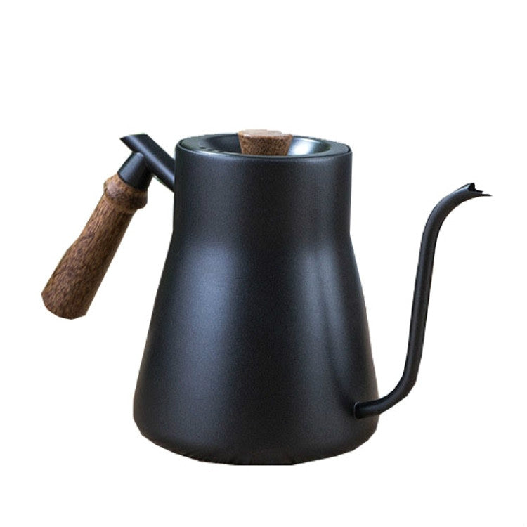 304 Stainless Steel Coffee Hand Pot Wooden Handle Coffee Pot Teflon Long-Mouth Slender Pot, Style: Without Thermometer - free shipping - PMC TechLife - Order now!