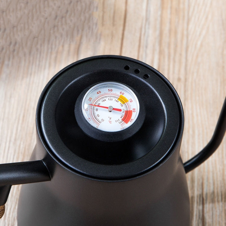 304 Stainless Steel Coffee Hand Pot Wooden Handle Coffee Pot Teflon Long-Mouth Slender Pot, Style: Without Thermometer - free shipping - PMC TechLife - Order now!