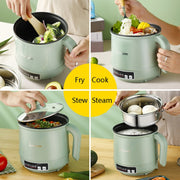 Multi-Function Electric-Cooker Mini Dormitory Student Cooking Rice Stir Frying Non-Stick Pot, 110V US Plug, Colour: White Smart With Steaming Grid(1.7L)