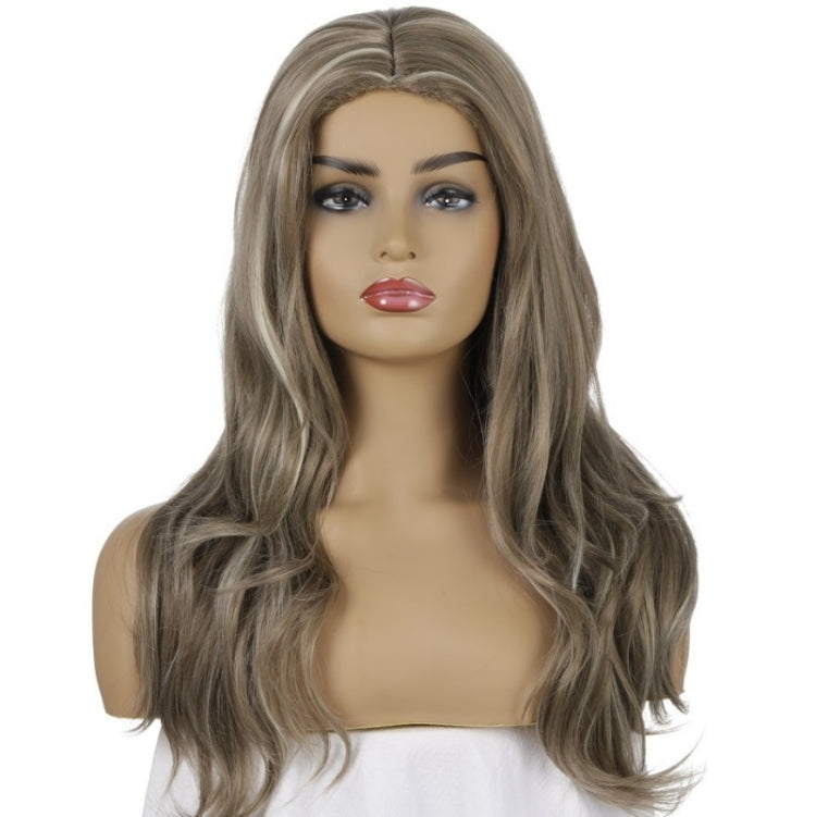 Women Split Wigs Long Curly Hair Synthetic Headgear(Linen Brown + Light Gold) - free shipping - PMC TechLife - Order now!