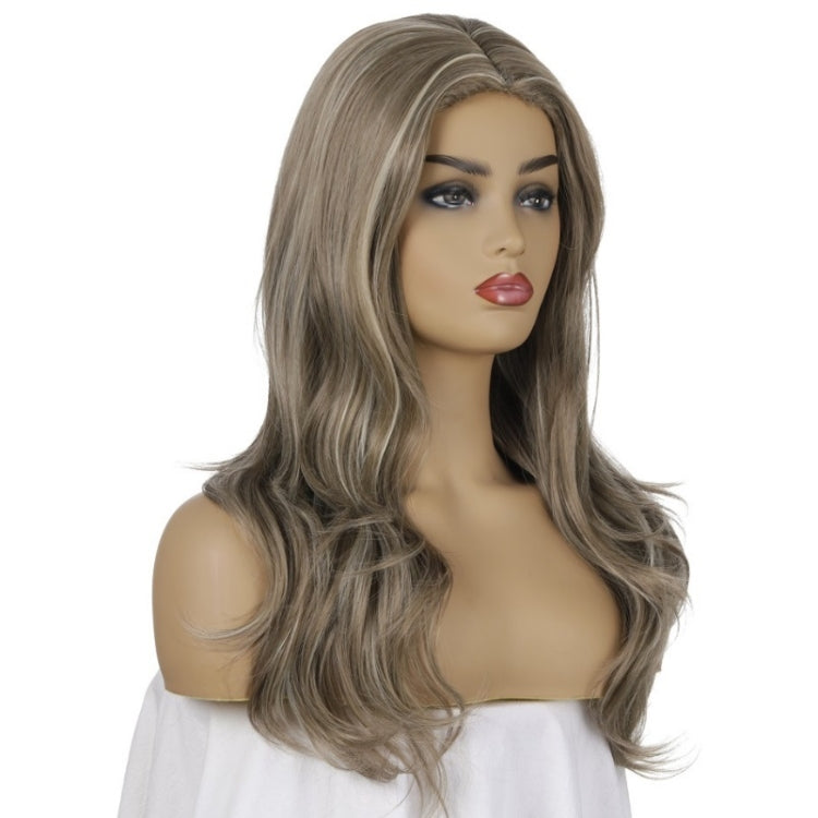 Women Split Wigs Long Curly Hair Synthetic Headgear(Linen Brown + Light Gold) - free shipping - PMC TechLife - Order now!