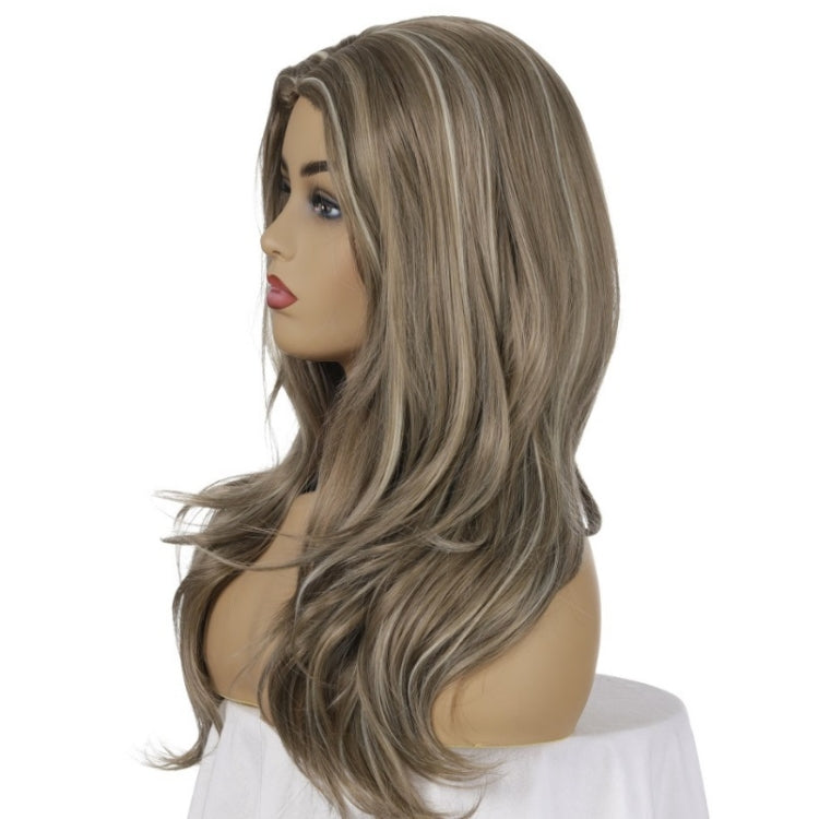 Women Split Wigs Long Curly Hair Synthetic Headgear(Linen Brown + Light Gold) - free shipping - PMC TechLife - Order now!