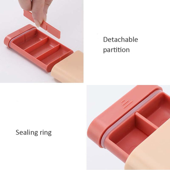 3 PCS Portable Sealed Pill Storage Box Divided Into Compartments Portable Mini Pill Box(Blue)
