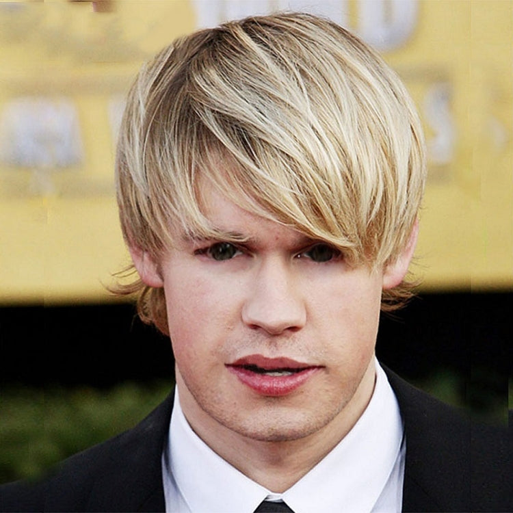 Light Blond Short Hair Men Chemical Fiber Wig(Light Gold)