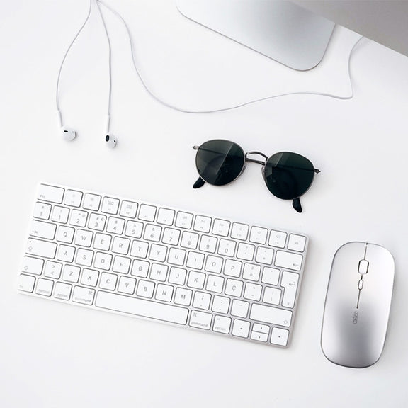 Inphic PM1 Office Mute Wireless Laptop Mouse, Style:Battery Display(Metallic Gray)