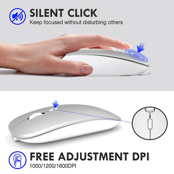 Inphic PM1 Office Mute Wireless Laptop Mouse, Style:Battery Display(Metallic Gray)