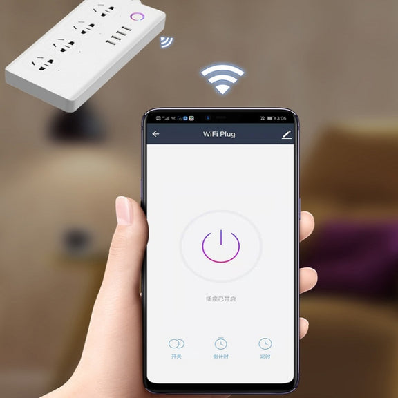Home Office Wifi Mobile Phone Remote Control Timer Switch Voice Control Power Strip, Line length: 1.5m(AU Plug)