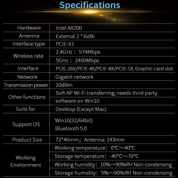 COMFAST Gaming Game 3000Mbps Gigabit Dual-Frequency Wireless Desktop Computer PCIE Wireless Network Card, Coverage: AX200 PRO - free shipping - PMC Jewellery - Order now!