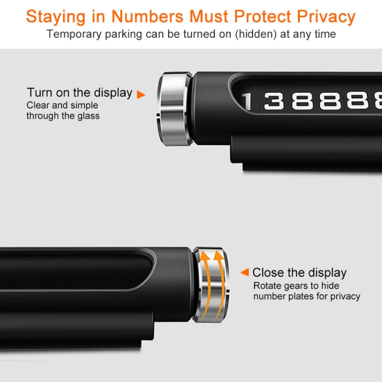 Magnetic Adsorption Design Car Shape Rotatable Luminous Car Temporary Parking Card with Phone Number(Black) - Parking Card by PMC TechLife | Online Shopping South Africa | PMC TechLife | Buy Now Pay Later Mobicred