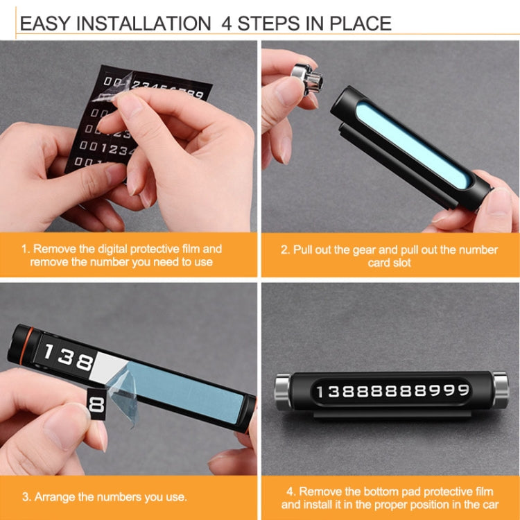 Magnetic Adsorption Design Car Shape Rotatable Luminous Car Temporary Parking Card with Phone Number(Black) - Parking Card by PMC TechLife | Online Shopping South Africa | PMC TechLife | Buy Now Pay Later Mobicred
