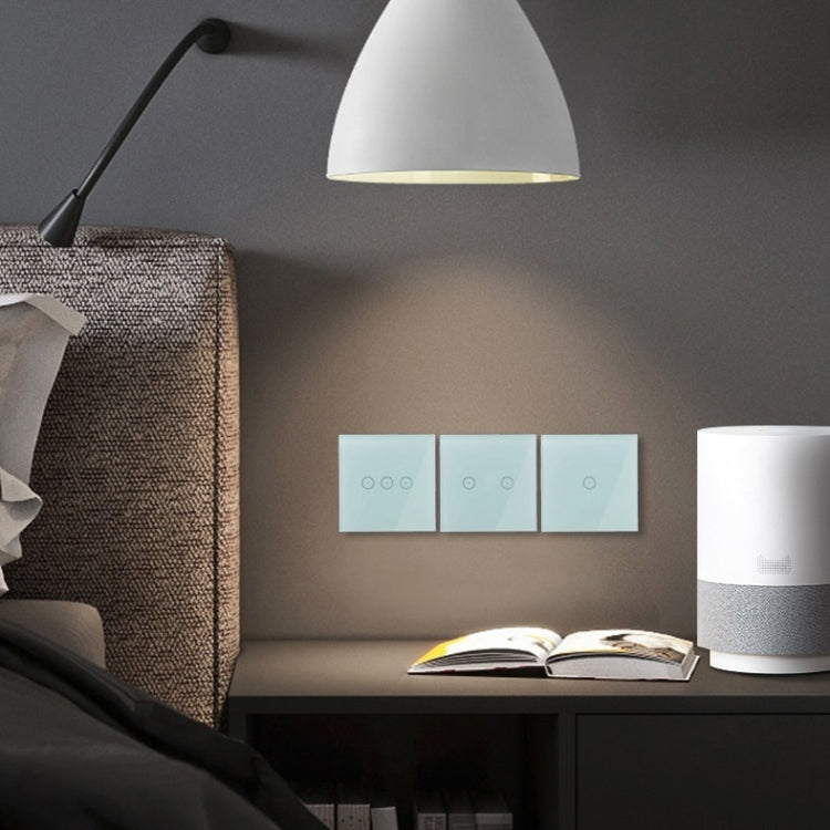 Wifi Wall Touch Panel Switch Voice Control Mobile Phone Remote Control, Model: White 2 Gang (Zero Firewire Wifi)