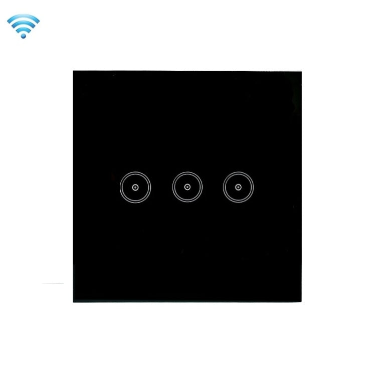 Wifi Wall Touch Panel Switch Voice Control Mobile Phone Remote Control, Model: Black 3 Gang (Zero Firewire Wifi ) - Smart Switch by PMC Jewellery | Online Shopping South Africa | PMC Jewellery | Buy Now Pay Later Mobicred