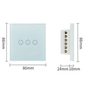 Wifi Wall Touch Panel Switch Voice Control Mobile Phone Remote Control, Model: Black 3 Gang (Zero Firewire Wifi )
