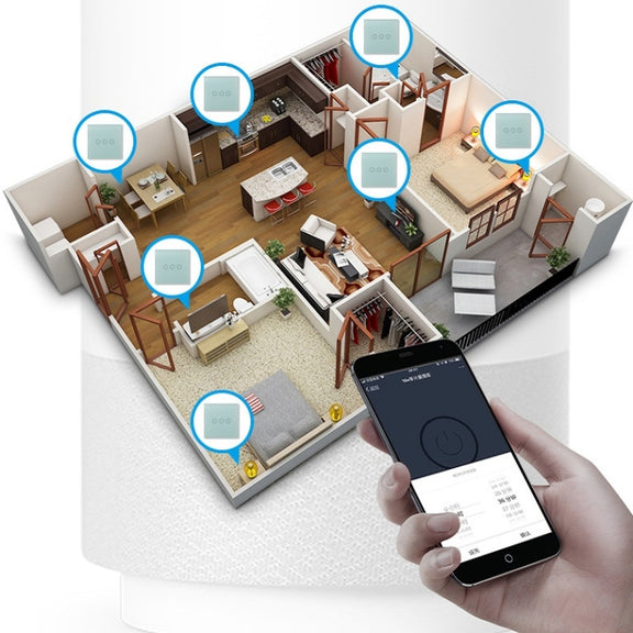 Wifi Wall Touch Panel Switch Voice Control Mobile Phone Remote Control, Model: Black 1 Gang (Single Firewire Zigbee)