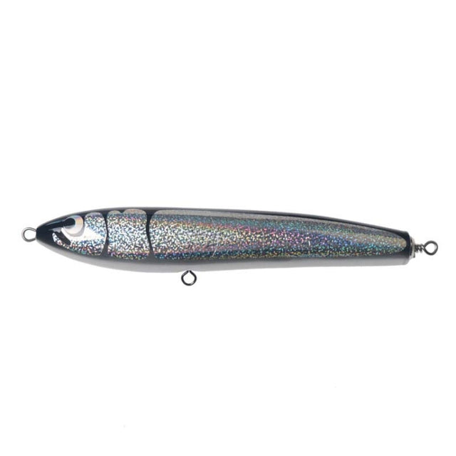 120g 22cm Floating Water Wooden Handmade Big Pencil  Deep Sea Boat Fishing Wave Lying Tuna Bait(Silver Black Laser)