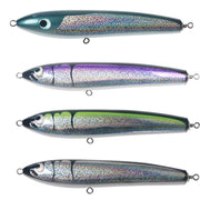 120g 22cm Floating Water Wooden Handmade Big Pencil  Deep Sea Boat Fishing Wave Lying Tuna Bait(Silver Black Laser)
