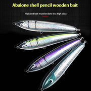 120g 22cm Floating Water Wooden Handmade Big Pencil  Deep Sea Boat Fishing Wave Lying Tuna Bait(Yellow-green Laser)