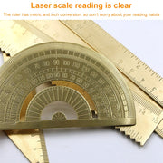 Brass Retro Drawing Ruler Measuring Tools, Model: 0-10cm Right Angle Triangle Ruler