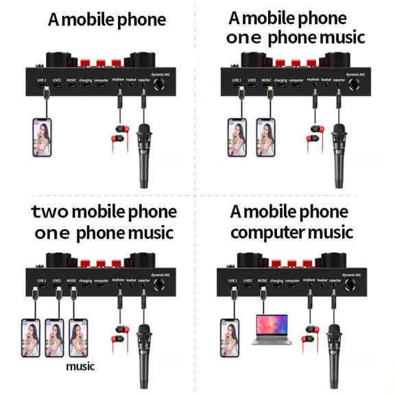 V8S Sound Card Mobile Phone Computer Anchor Live K Song Recording Microphone, Specification: English Version