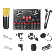 V8S Sound Card Mobile Phone Computer Anchor Live K Song Recording Microphone, Specification:V8S  + Golden Net BM700 Set