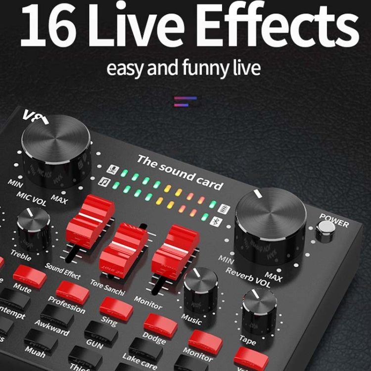V8S Sound Card Mobile Phone Computer Anchor Live K Song Recording Microphone, Specification:V8S  + Golden Net BM700 Set