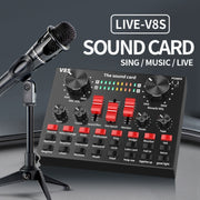 V8S Sound Card Mobile Phone Computer Anchor Live K Song Recording Microphone, Specification:V8S  + Black Bet BM700 Set