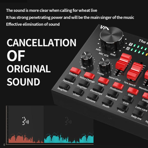 V8S Sound Card Mobile Phone Computer Anchor Live K Song Recording Microphone, Specification:V8S  + Black Bet BM700 Set