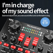 V8S Sound Card Mobile Phone Computer Anchor Live K Song Recording Microphone, Specification:V8S  + Black Bet BM700 Set