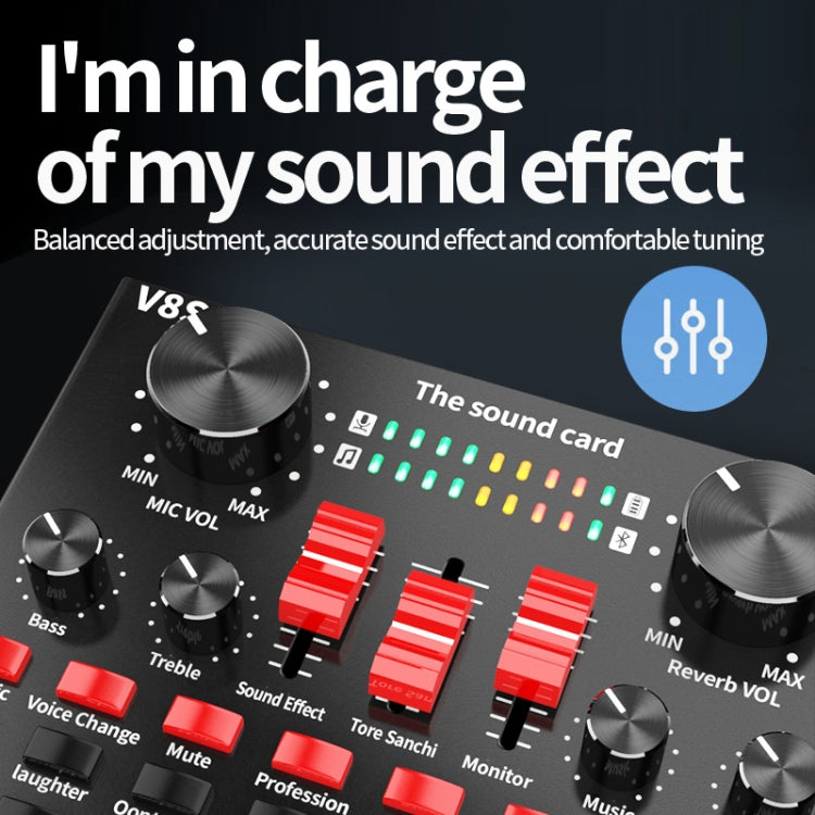 V8S Sound Card Mobile Phone Computer Anchor Live K Song Recording Microphone, Specification:V8S  + Black Bet BM700 Set