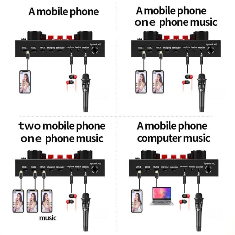 V8S Sound Card Mobile Phone Computer Anchor Live K Song Recording Microphone, Specification:V8S  + Black Bet BM700 Set