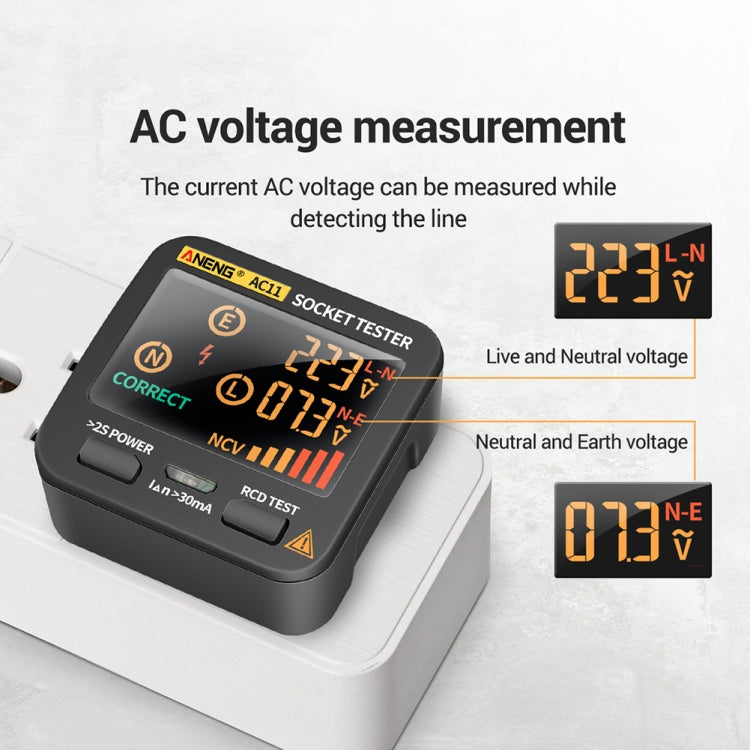 ANENG AC11 Multifunctional Digital Display Socket Tester Electrical Ground Wire Tester(EU Plug)