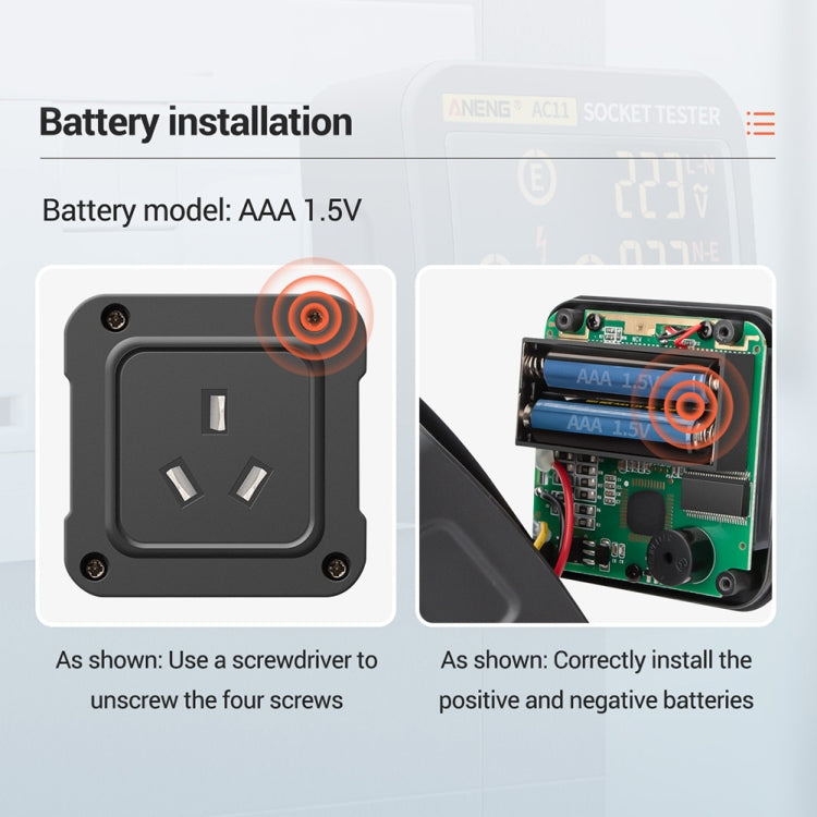 ANENG AC11 Multifunctional Digital Display Socket Tester Electrical Ground Wire Tester(US Plug)