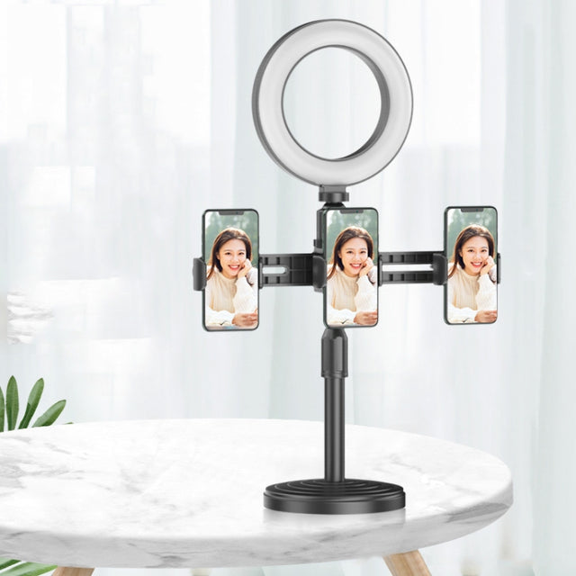 2 PCS Desktop Universal Retractable Multifunctional Mobile Phone Live Broadcast Stand, Specification: Three Positions With Fill Light