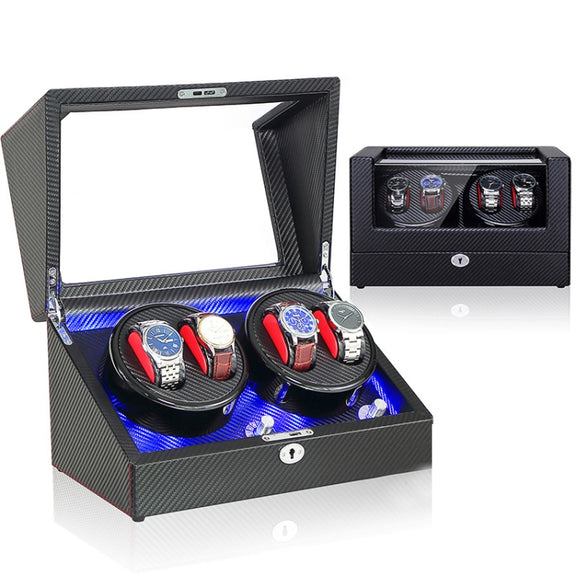 Electric Motor Rotating Watch Box Automatic Mechanical Watch Shaker, US / EU / UK Plug(Pure Carbon Fiber)
