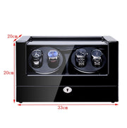 Electric Motor Rotating Watch Box Automatic Mechanical Watch Shaker, US / EU / UK Plug(Black + Camel Flannel)