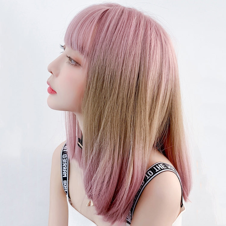 Female Gradient Highlighting Lifelike Chemical Fiber Headgear Wigs(Plum Pink and Honey Tea 39CM) - free shipping - PMC TechLife - Order now!