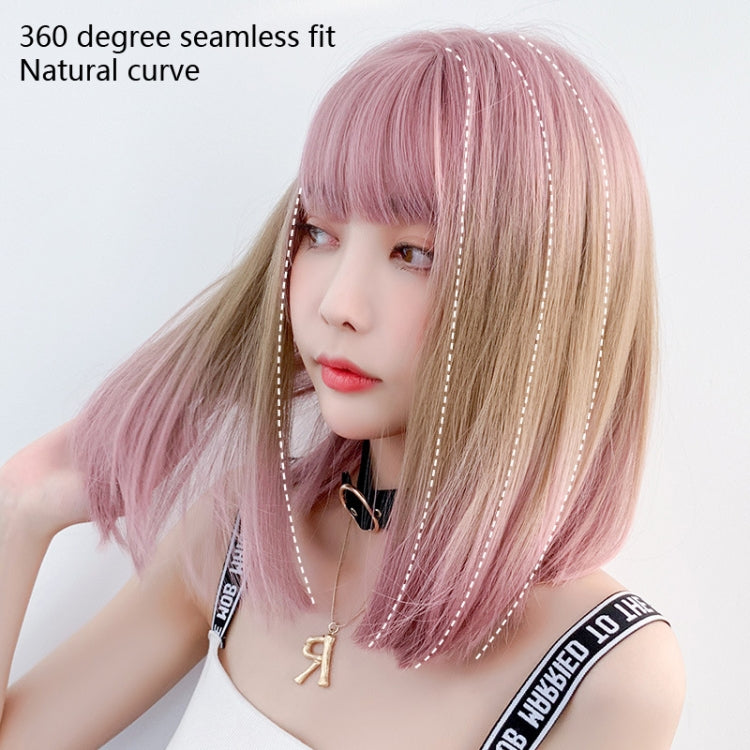 Female Gradient Highlighting Lifelike Chemical Fiber Headgear Wigs(Plum Pink and Honey Tea 39CM) - free shipping - PMC TechLife - Order now!