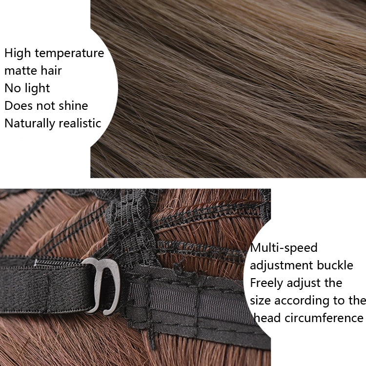 Wig Female Short Hair Bobo Student Head Round Face Full Top Headgear Natural Gradient Color Internal Buckle Straight Hair(Gradient Haze Blue 30CM)