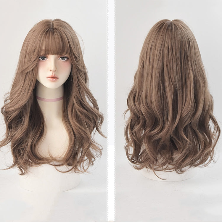 Wig Female Long Hair Big Wave Fluffy Full Headgear Long Curly Hair(Honey Tea Linen 65cm) - free shipping - PMC TechLife - Order now!