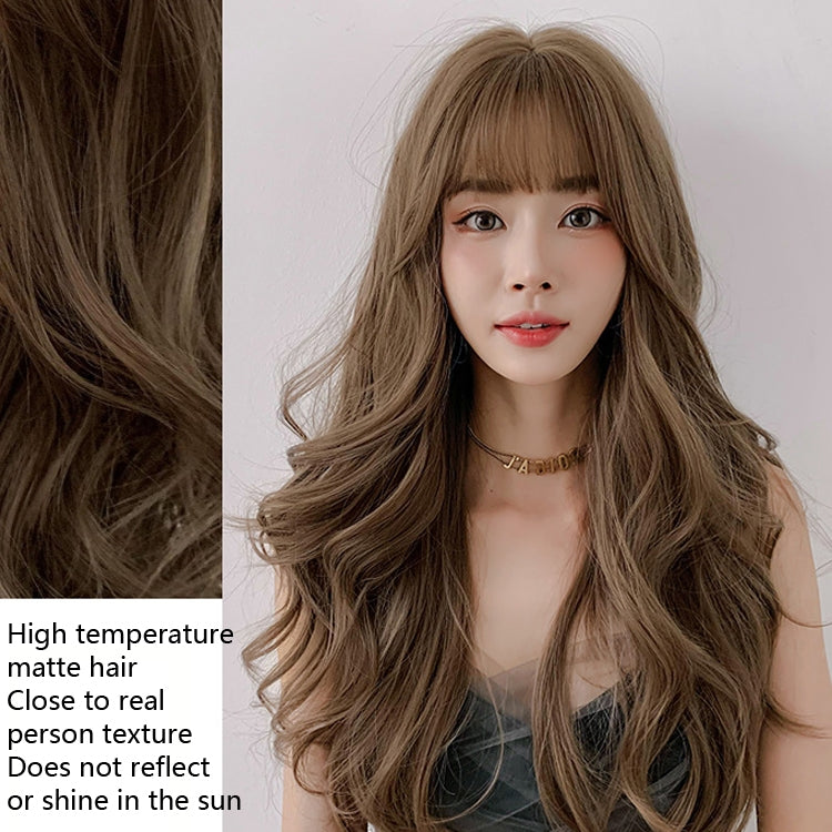 Wig Female Long Hair Big Wave Fluffy Full Headgear Long Curly Hair(Black Brown 65cm) - free shipping - PMC TechLife - Order now!