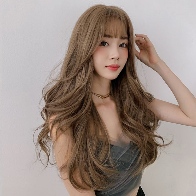 Wig Female Long Hair Big Wave Fluffy Full Headgear Long Curly Hair(Black Brown 65cm) - free shipping - PMC TechLife - Order now!