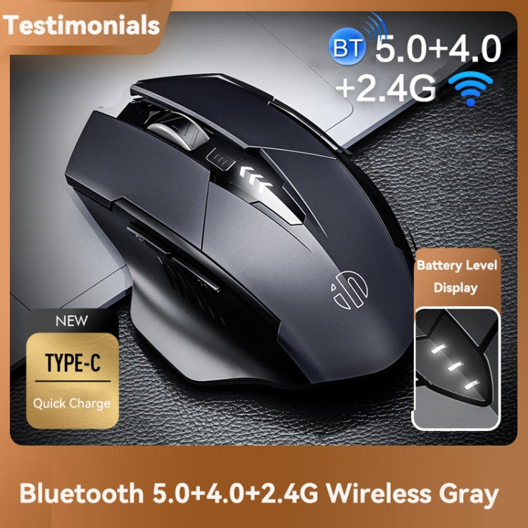 Inphic A1 6 Keys 1000/1200/1600 DPI Home Gaming Wireless Mechanical Mouse, Colour: Gray Wireless+Bluetooth 4.0+Bluetooth 5.0 - free shipping - PMC Jewellery - Order now!