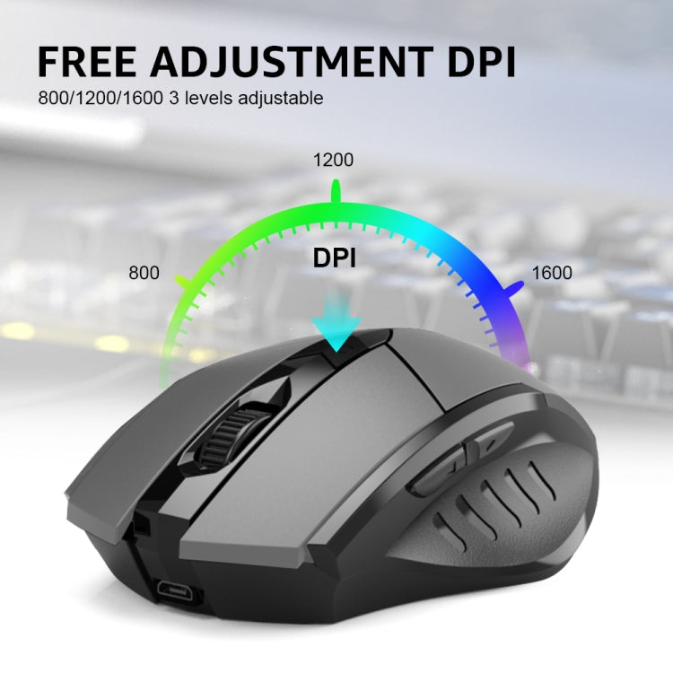 Inphic A1 6 Keys 1000/1200/1600 DPI Home Gaming Wireless Mechanical Mouse, Colour: Gray Wireless+Bluetooth 4.0+Bluetooth 5.0 - free shipping - PMC Jewellery - Order now!