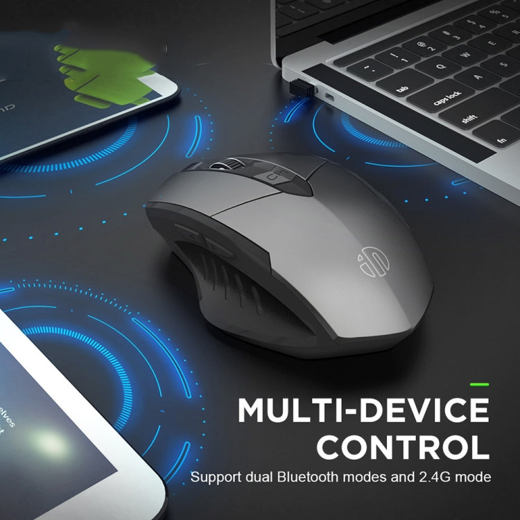Inphic A1 6 Keys 1000/1200/1600 DPI Home Gaming Wireless Mechanical Mouse, Colour: Black Wireless+Bluetooth 4.0+Bluetooth 5.0